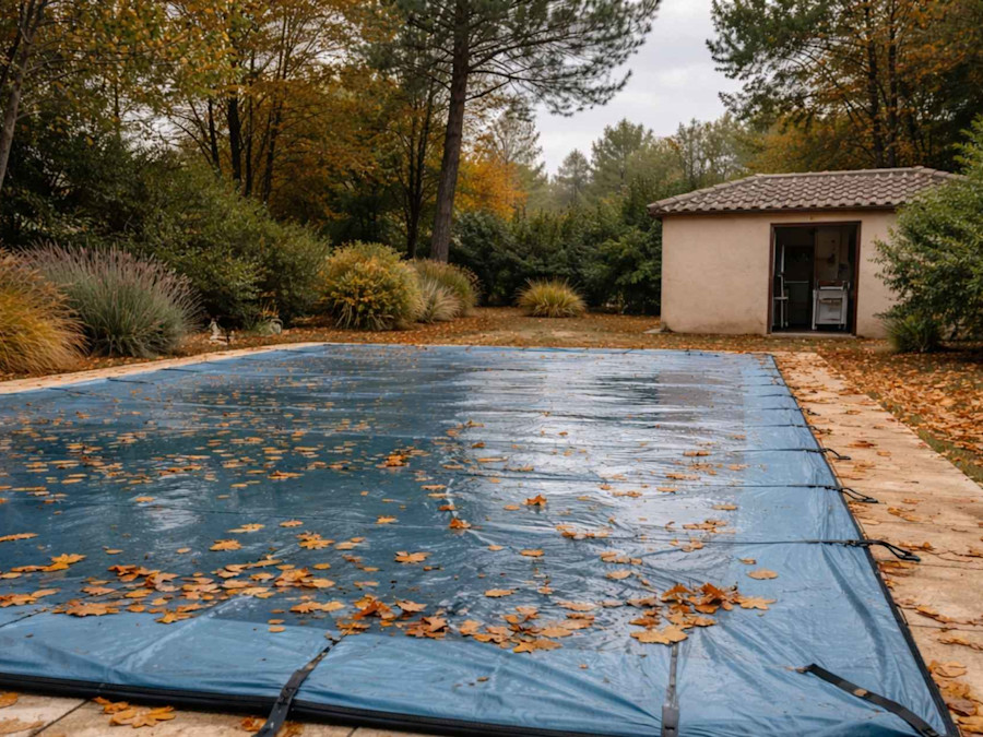 Photo d'une bâche d'hivernage piscine