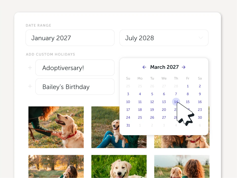 lulu calendar creator custom dates