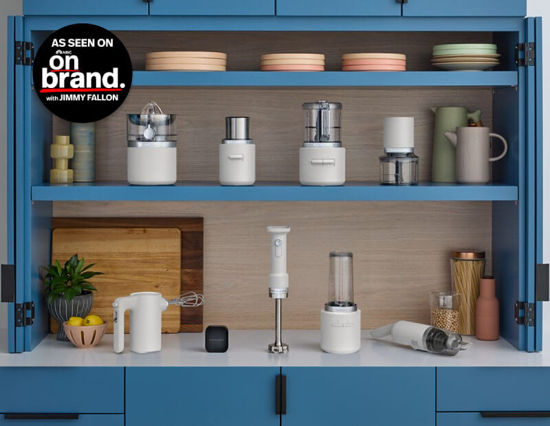 KitchenAid Go® Cordless products in a cabinet