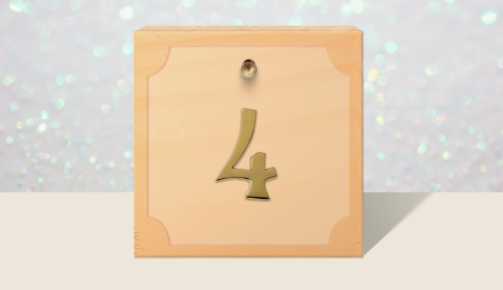 A closed brown gift box with #4