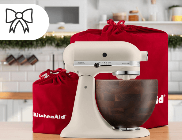 A KitchenAid® Stand Mixer and red gift bag