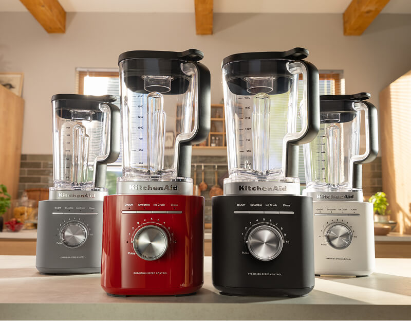 Multiple KitchenAid® blenders in various colors.