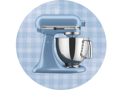 A KitchenAid® stand mixer in Blue Velvet