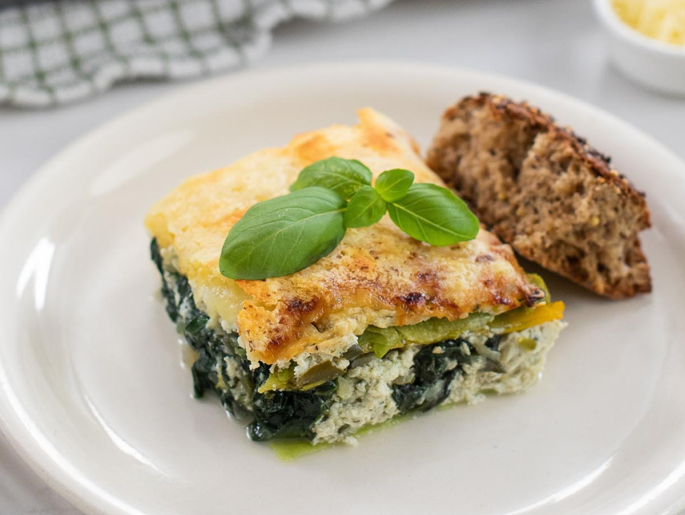 Lasagna on a plate.