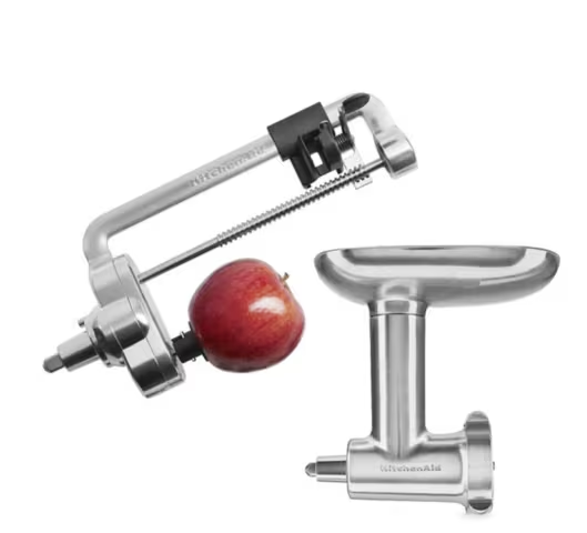 Blade spiralizer with peel, core and slice metal food grinder attachment bundle