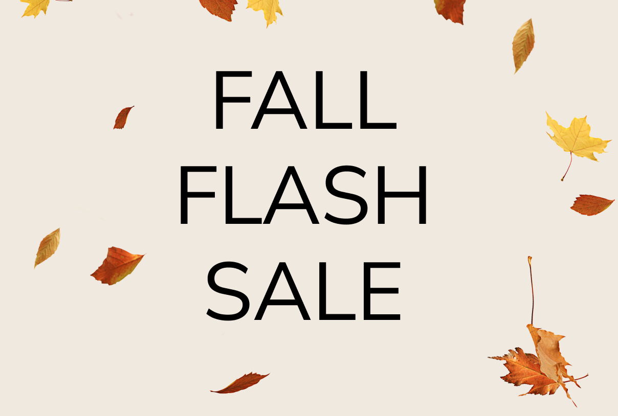 Fall Flash Sale graphic with falling leaves