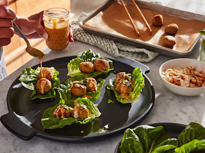 Vegan cauliflower and quinoa lettuce cups