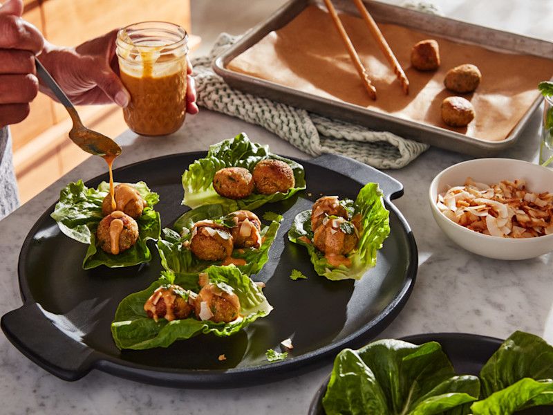 Vegan cauliflower and quinoa lettuce cups