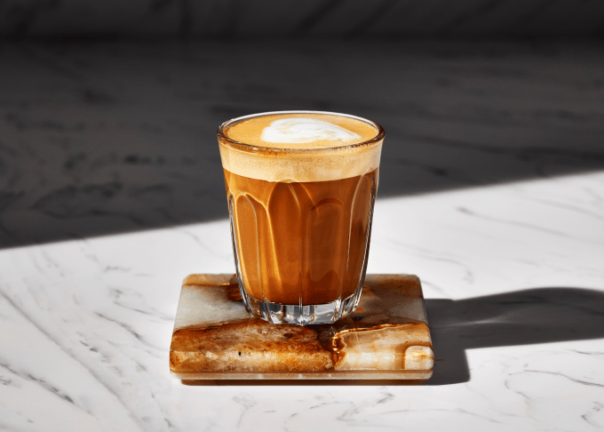A Cortado on a coaster