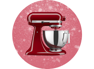 A KitchenAid® stand mixer in Empire Red