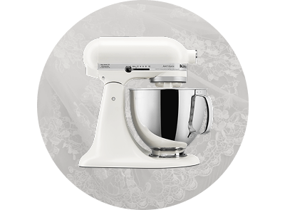 A KitchenAid® stand mixer in Porcelain White