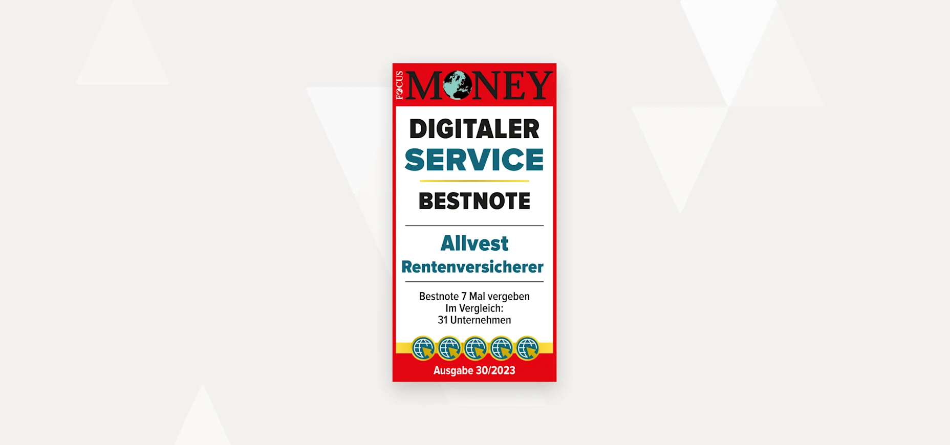 Focus Money Siegel Digitaler Service 30/2022 Focus Money Siegel für Allvest, Digitaler Service 30/2023