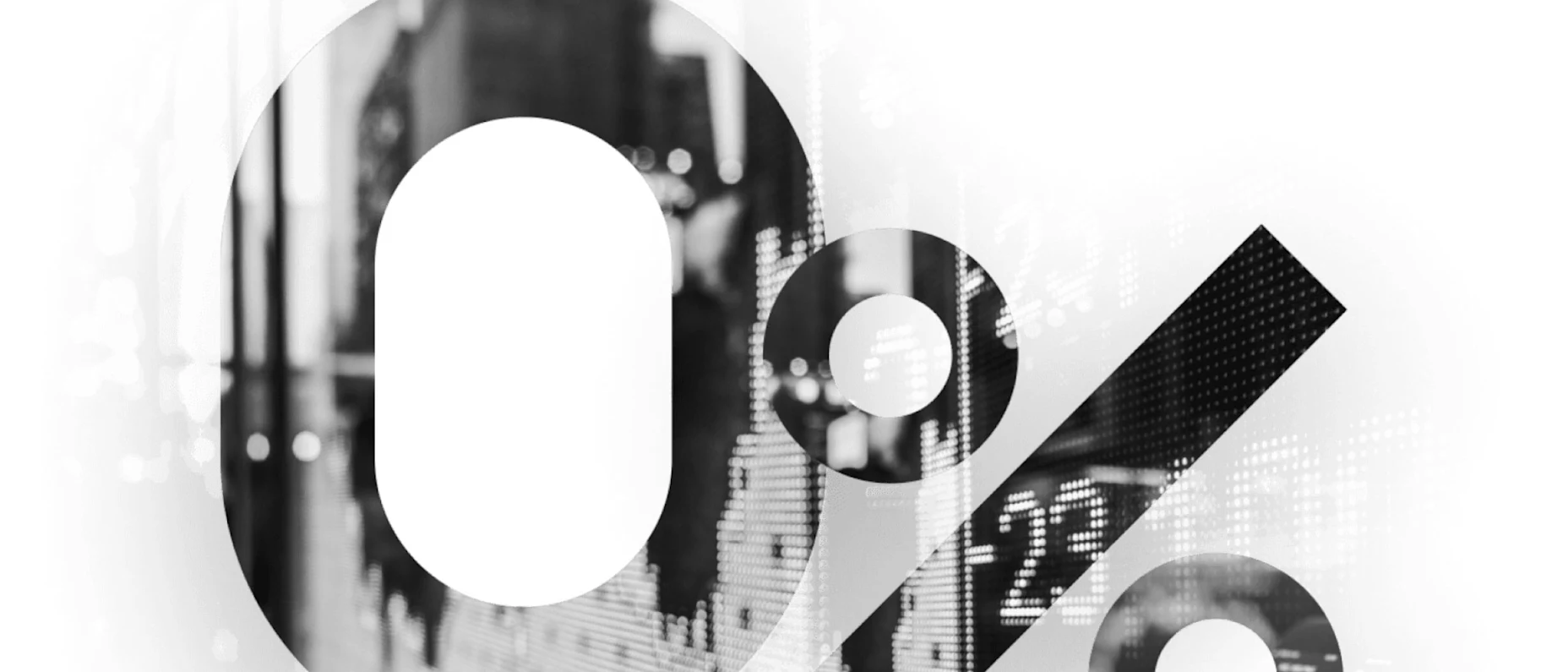 Bild mit Kurstafel und hervorgehobener 0% zentriert im Vordergrund.