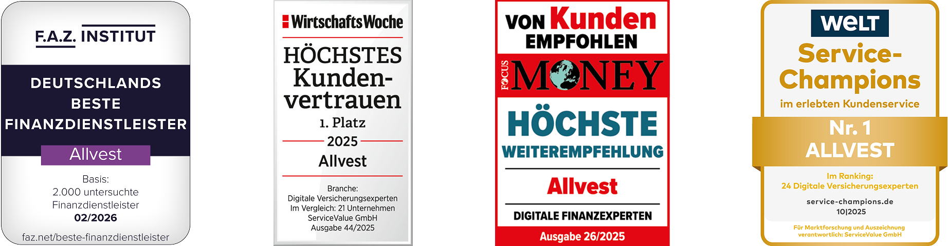 Anreihung der Siegel Auszeichnungen