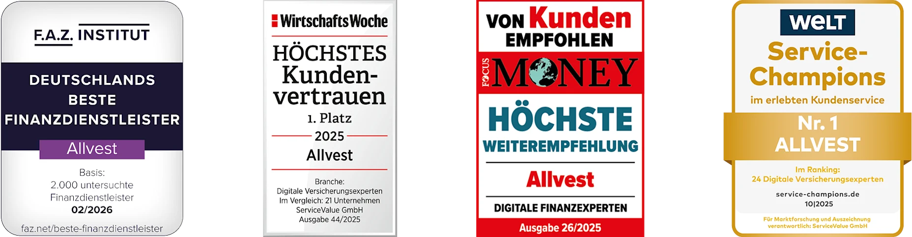 Anreihung der Siegel Auszeichnungen