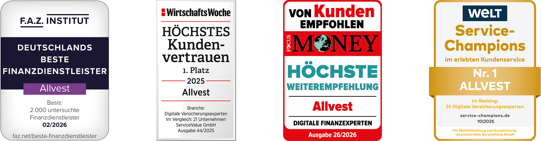 Anreihung der Siegel Auszeichnungen