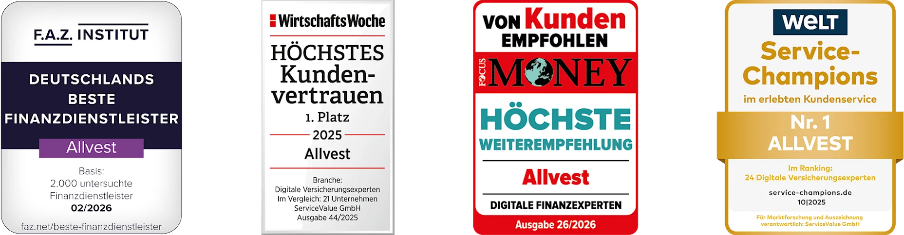 Anreihung der Siegel Auszeichnungen
