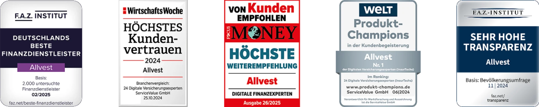 Anreihung der Siegel Auszeichnungen