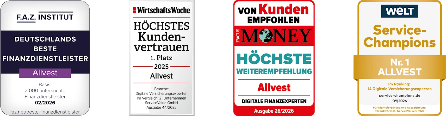 Anreihung der Siegel Auszeichnungen