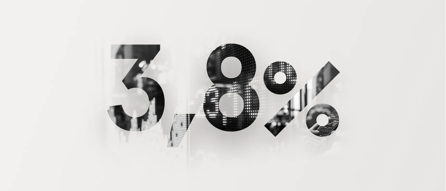 Bild mit Kurstafel und hervorgehobener 3,8% zentriert im Vordergrund.