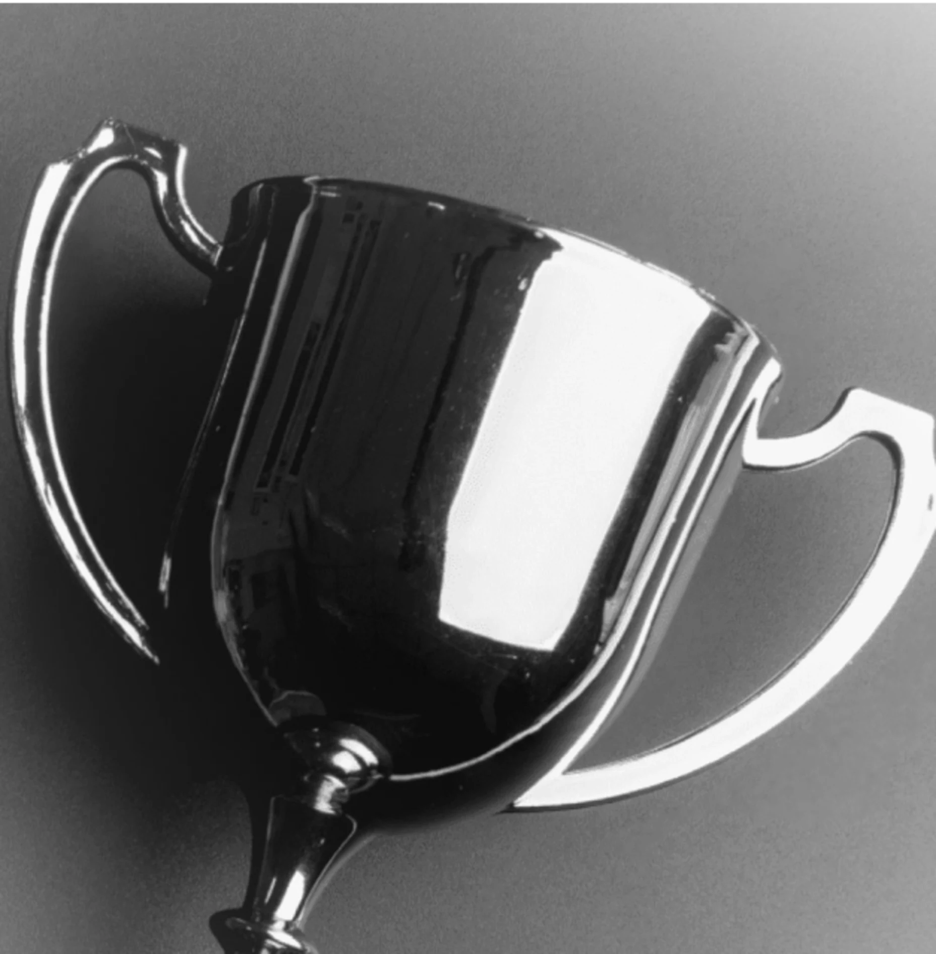 Schwarz-Weiß-Bild eines Pokals, welcher symbolisch für den Testsieg steht.