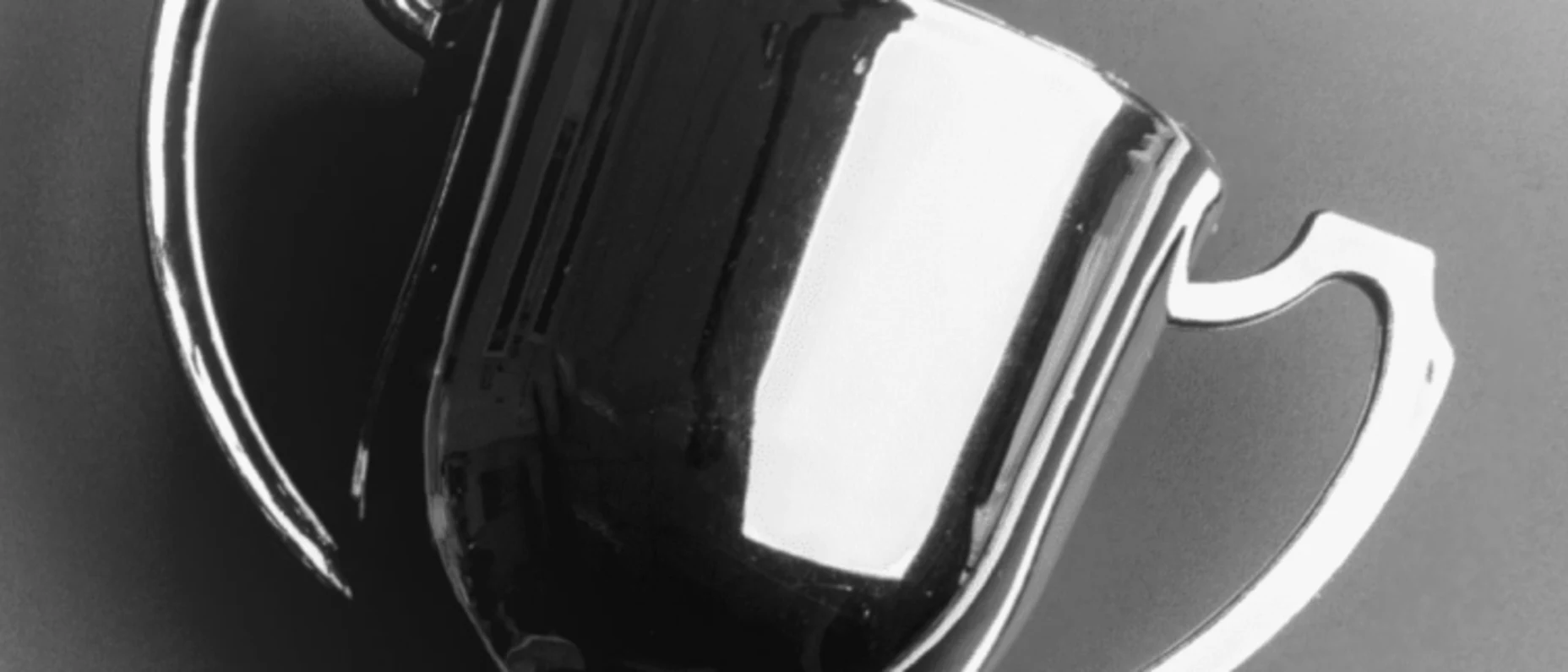 Schwarz-Weiß-Bild eines Pokals, welcher symbolisch für den Testsieg steht.