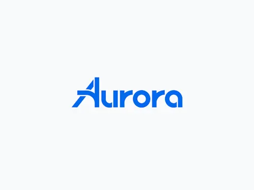 Blue logo on soft gray