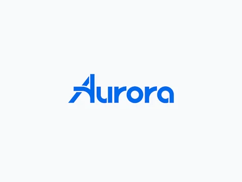 Blue logo on soft gray
