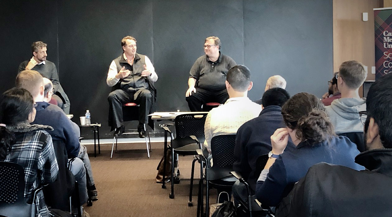 Mike Volpi, Chris Urmson, and Reid Hoffman spoke to students at Carnegie Mellon in Pittsburgh.