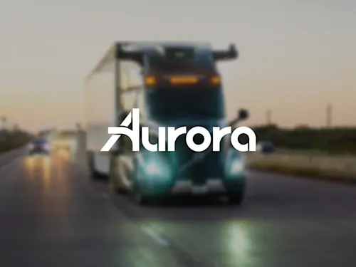 Aurora white logo on Volvo Truck