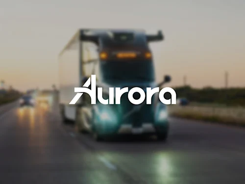 Aurora white logo on Volvo Truck