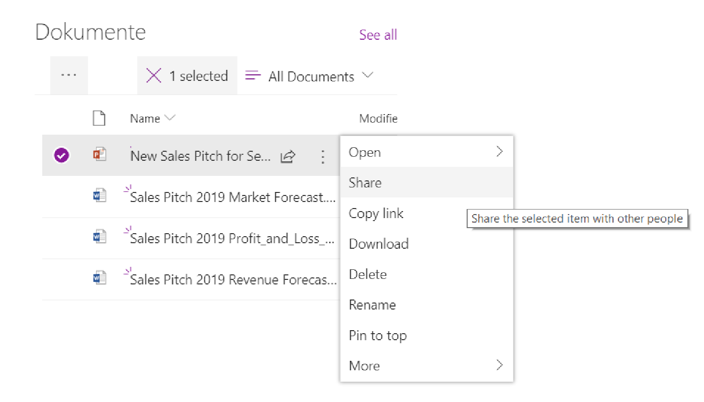 How to share a document in SharePoint 1/2