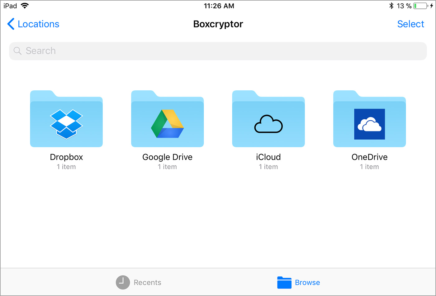 Boxcryptor on iOS 11 on iPad