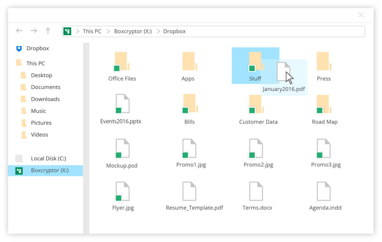 Boxcryptor Drive on Windows (Screenshot)