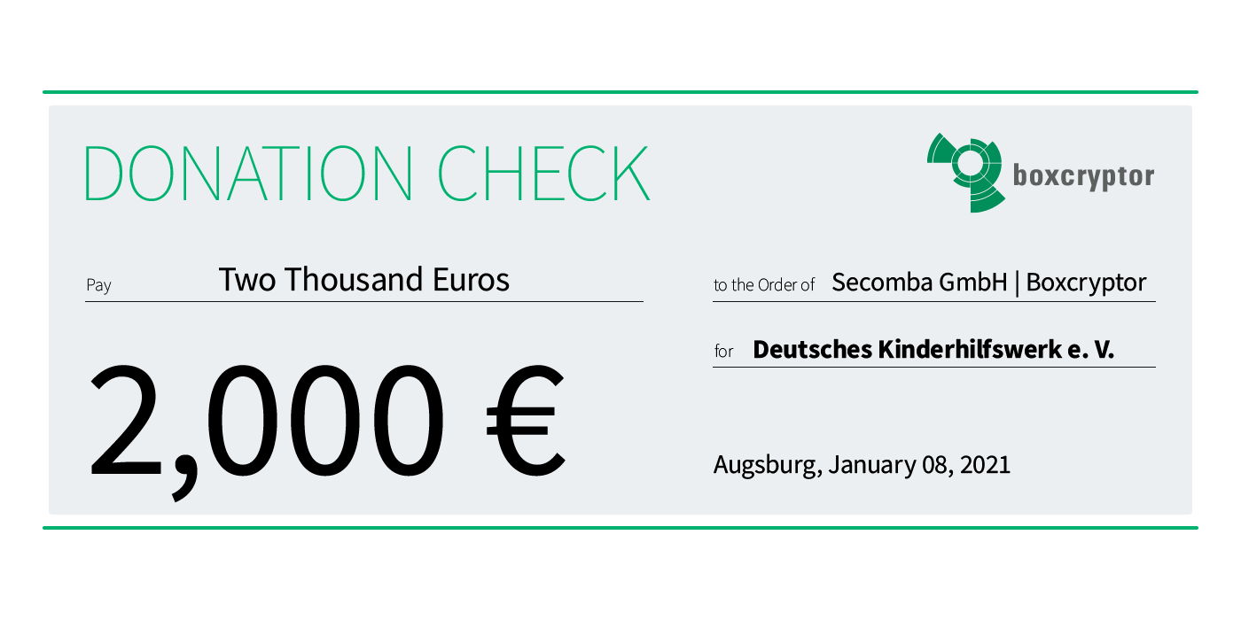 The additional income from the month of July goes to the Deutsches Kinderhilfswerk. We are pleased to transfer €2000.00 to the charitable institution.