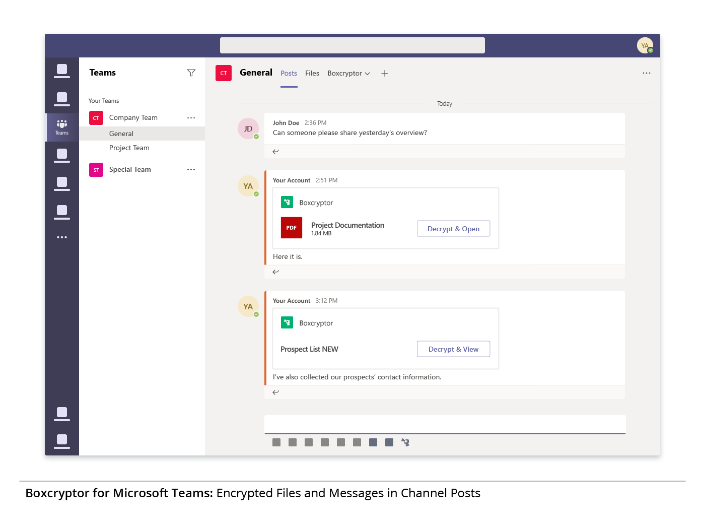 Encrypted Message in a Microsoft Teams Channel