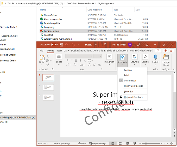 Screenshot of Labels in PowerPoint