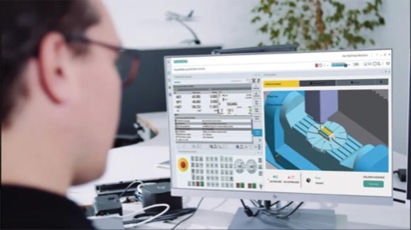 Siemens鈥 Sinumerik One comes with the Run MyVirtual Machine (shown) software, combining digital twin technology, powerful hardware, and integrated IT security, making it a forward-looking CNC.