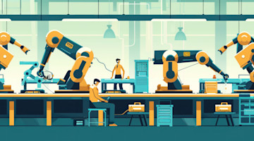 Automation on Factory Floor Illustration undefined