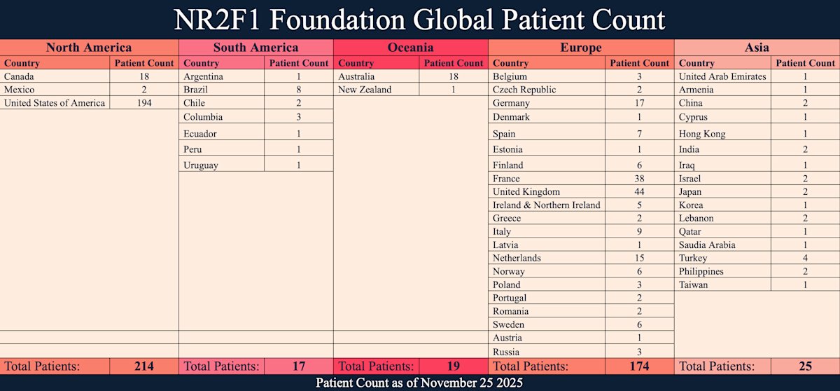 Patient counts by continent and country