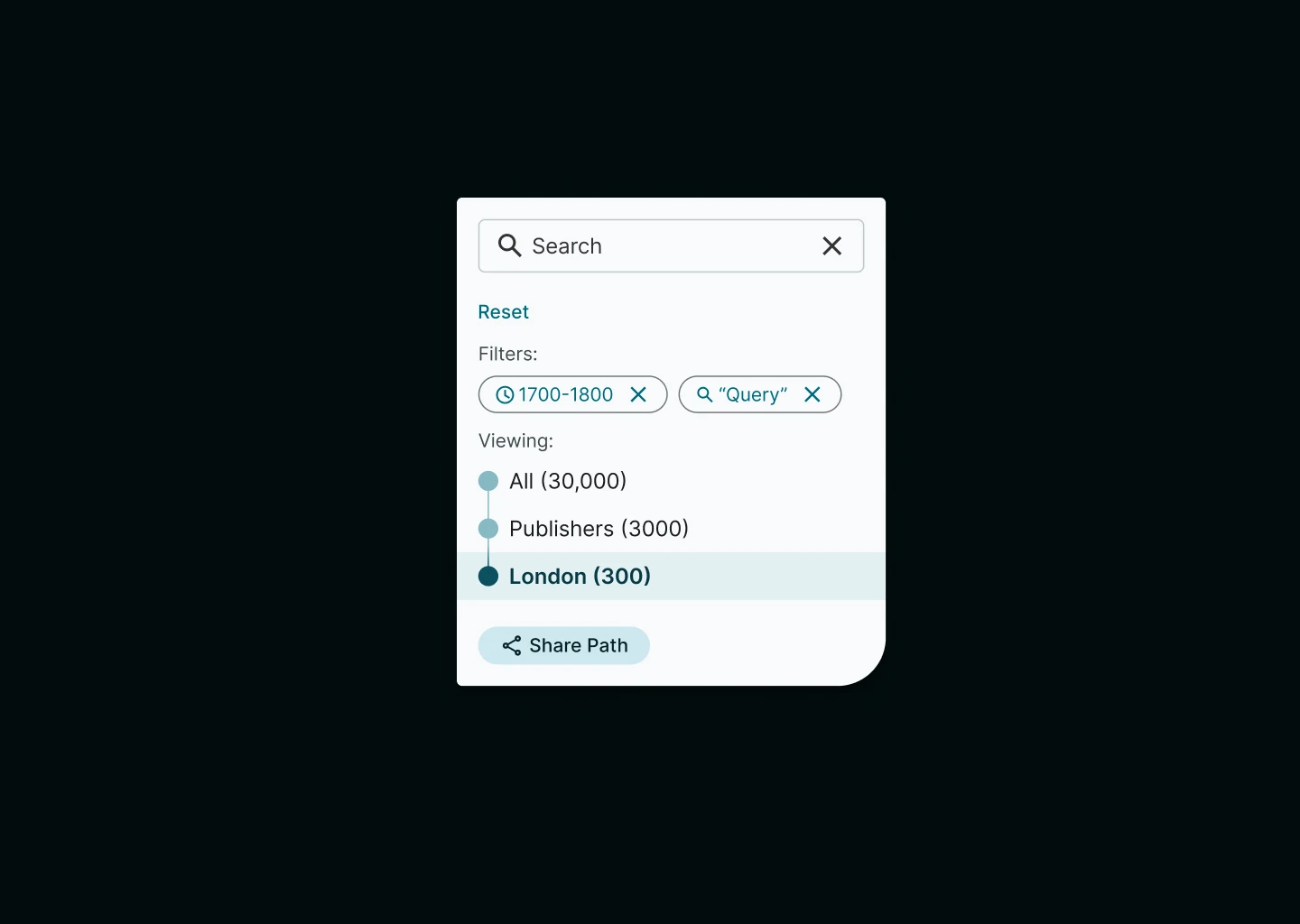 Design of search widget in the rpb interface
