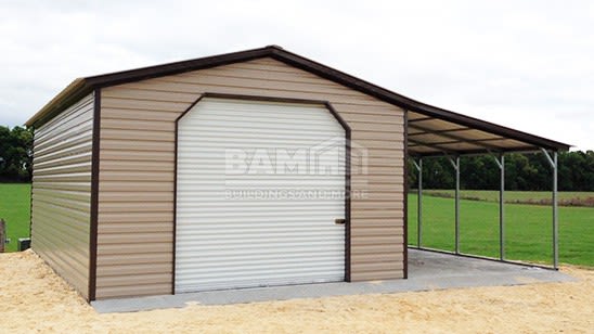 20x31 Vertical Roof Metal Garage With Lean To