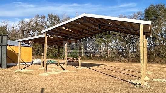 24x24x12 Pole Barn With Both Side Lean To