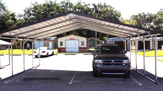 Metal Carports Steel Carport Kits Buildings And More   24x21 Steel Carport A Frame Boxed Eave Steel Roof 