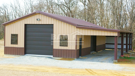24x40 Red Iron Building With Lean To 