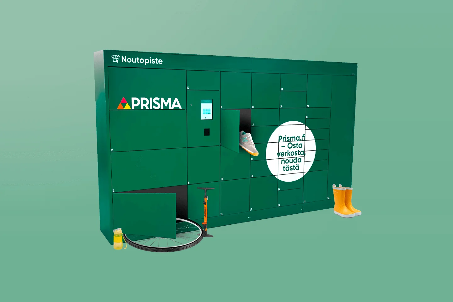 Prisma.fi:n pakettien noutopiste myymälässä.