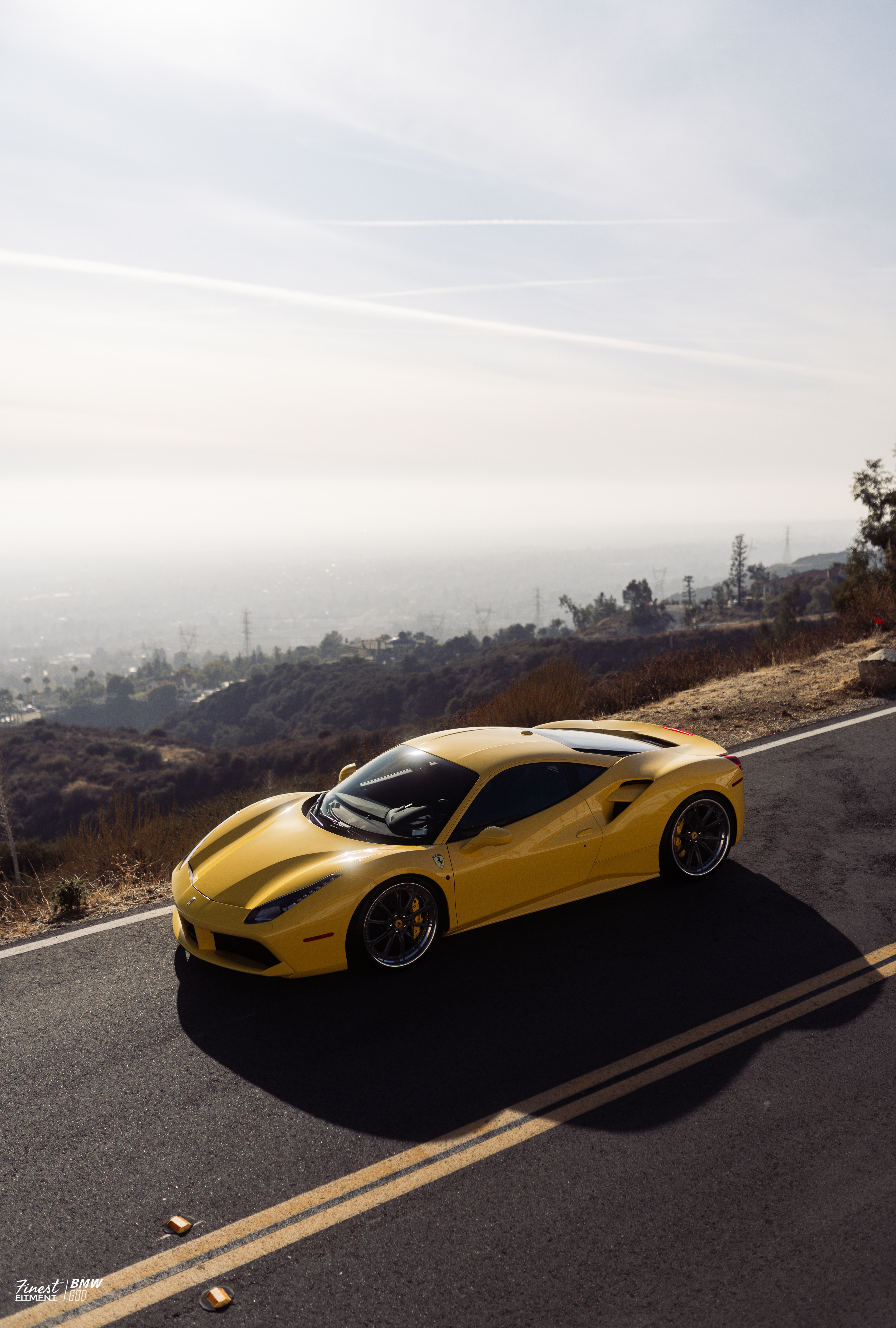 Ferrari 488 GTB with Motivo Forged CS-M custom wheels in frozen brushed gunmetal face and gloss polished clear lip top side view