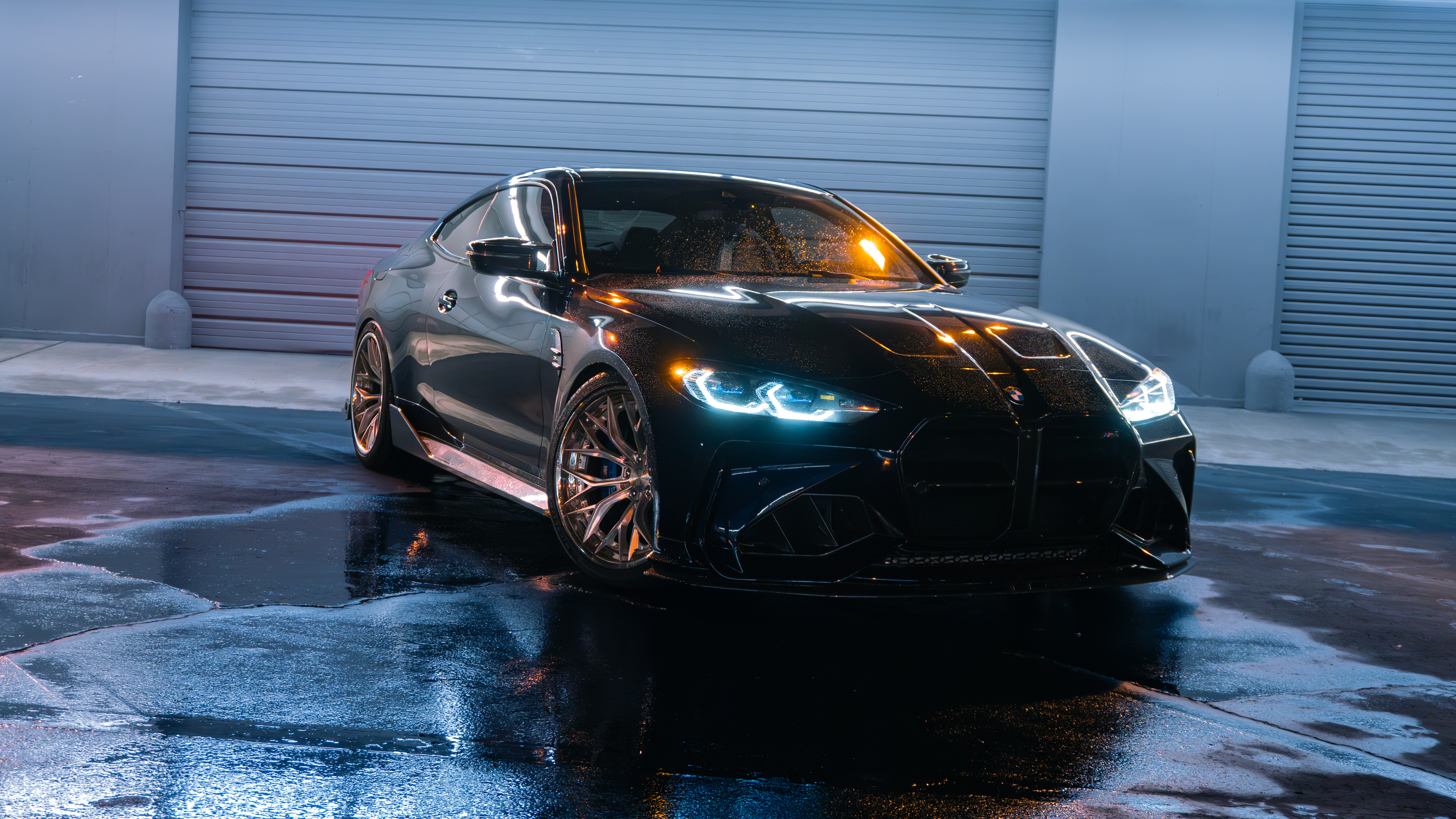 BMW M4 with Motivo Forged CS-J custom wheels in gloss brushed clear face and triple chrome lip front view