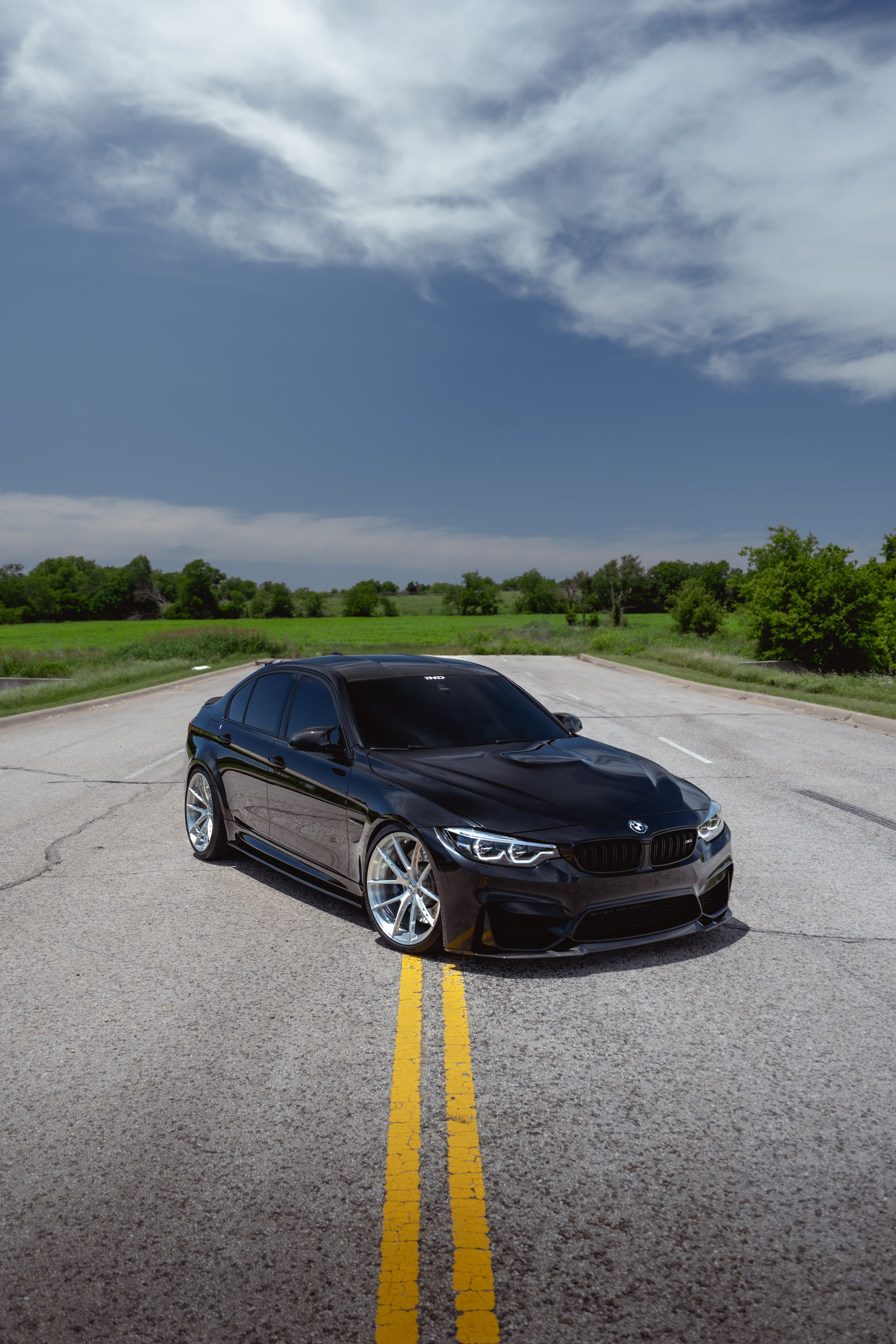 BMW M3 with Motivo Forged MB-k custom wheels in gloss brushed clear finish front side view