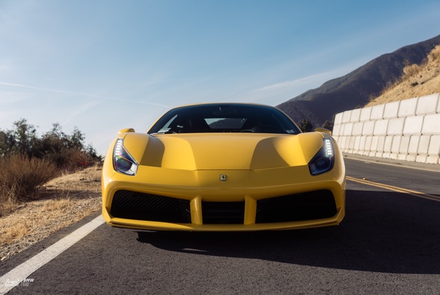 Ferrari 488 GTB with Motivo Forged CS-M custom wheels in frozen brushed gunmetal face and gloss polished clear lip front view